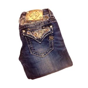 Miss Me colorful abstract studded bootcut jeans